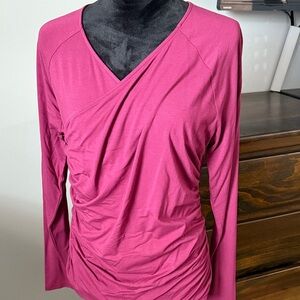 Ann Taylor Magenta V-Neck Blouse